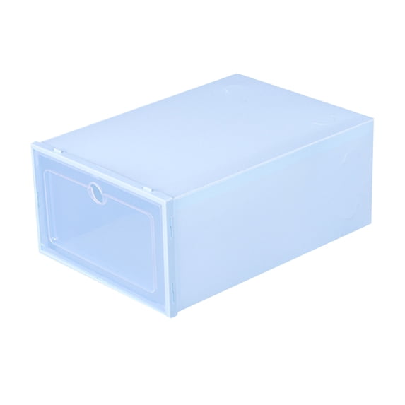 Stackable Shoe Storage Boxes Clear Plastic Drawer Organizer, Light Blue | Foldable Shoe Container with Transparent Front S