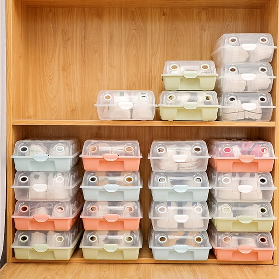 Stackable Shoes Box Organizer with Lid, Clear Shoe Storage Box for Men’s Sneaker Women’s High Heels – Easy to Assemble