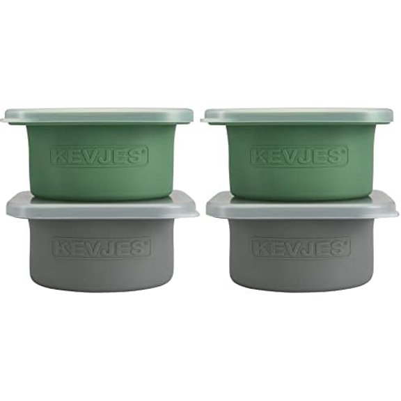 Stackable Silicone Artisan Pizza Dough Proofing Proving Containers with Air-tight Lids-4pack-500ml Volume for 250g Dough Ball (2green+2Space Grey)