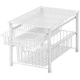 Purpose Icon Draw Stackable Sliding Basket Organizer Drawer, White, 2-Tier Multi-Purpose ...