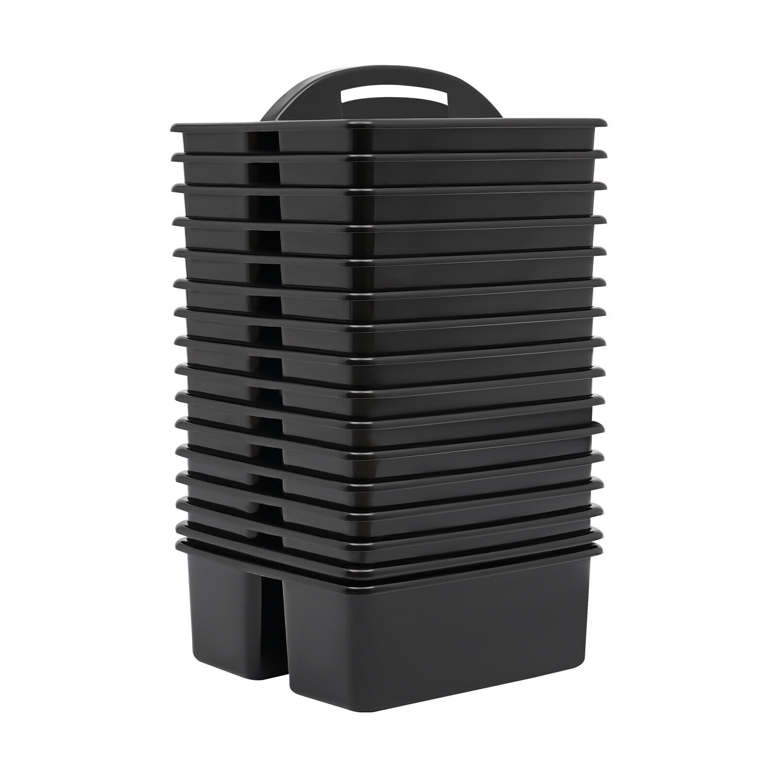Stackable Small Caddy Classroom Plastic Storage Organizer with Handle Storage