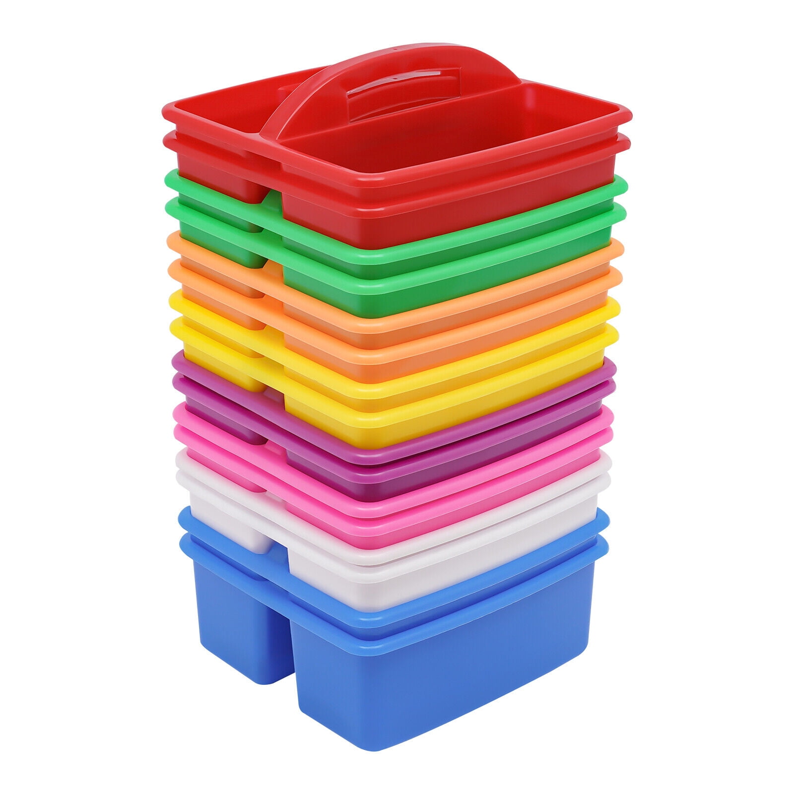 Stackable Small Caddy 4-Compartment Classroom Plastic Storage Organizer ...