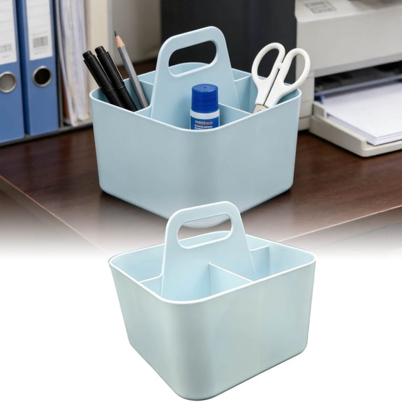 Stackable Small Caddy with Handle, Portable Acrylic Pen Holder 3 Compartments, Clear Pencil Organizer Removeable Dividers for Art Supplies, Crafts, Colored Pencils, Stationery, Markers