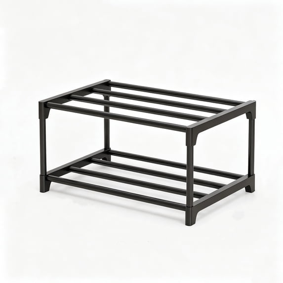 Stackable Small Shoe Rack, 2 Tier Shoe Rack Organizer for Front Door Entrance and Entryway, Standing Shoe Shelf Storage for Closet Bedroom