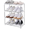 thumbnail image 1 of Stackable Small Shoe Rack, Entryway, Hallway and Closet Space Saving Storage and Organization (4-Tier, White), 1 of 4
