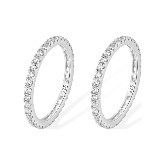Posh Tech 2-Pack Sterling Silver Smart Ring Stack — Size 6