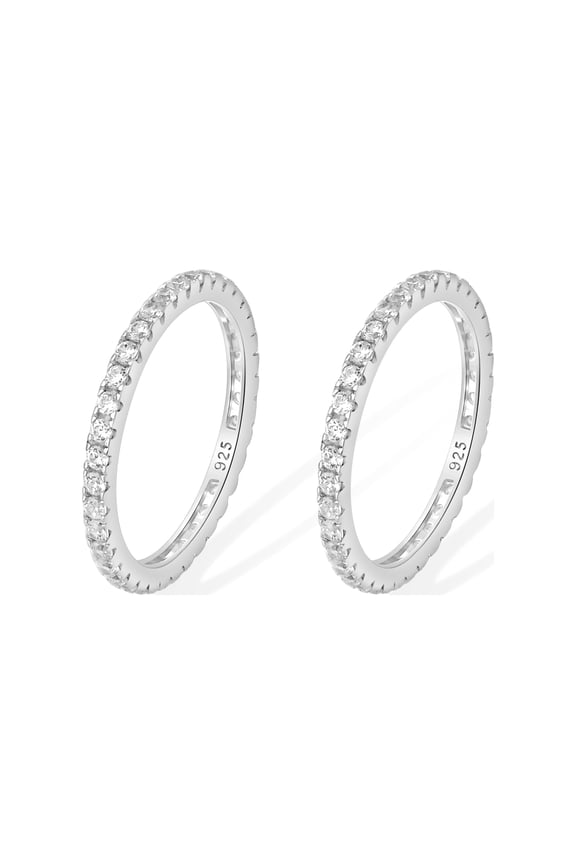 2-Pack Sterling Silver Smart Ring Stack — Size 6