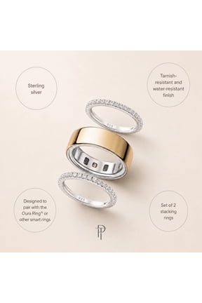2-Pack Sterling Silver Smart Ring Stack (Size 8)