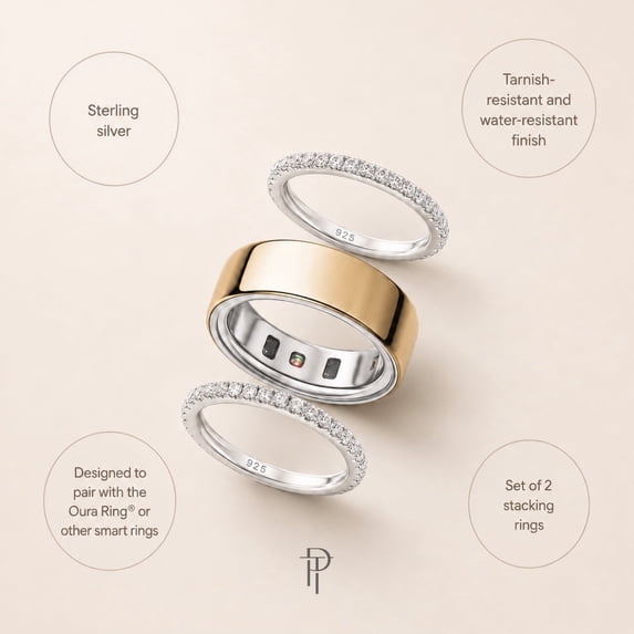 Posh Tech 2-Pack Sterling Silver Smart Ring Stack (Size 6)