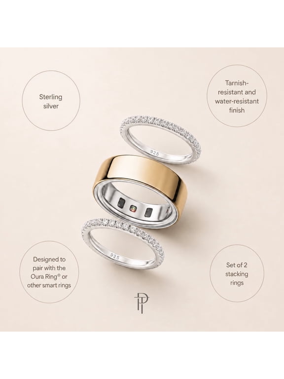 2-Pack Sterling Silver Smart Ring Stack (Size 6)