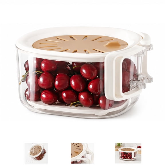 Stackable Snack Container and Fruit Washing Bowl, Reusable Prep Snackle Box with Portable Colander, Berry Keeper Storage Container for Kitchen, Picnic and Travel