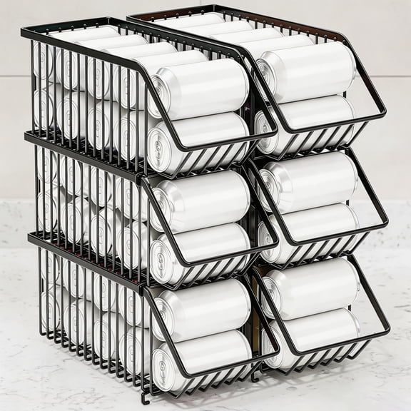 Stackable Soda Can Organizer Rack, Stacking Can Dispensers Refrigerator Organizer Bins Pop Soda Dispenser Canned For Fridge, Freezer, Kitchen, Cabinets