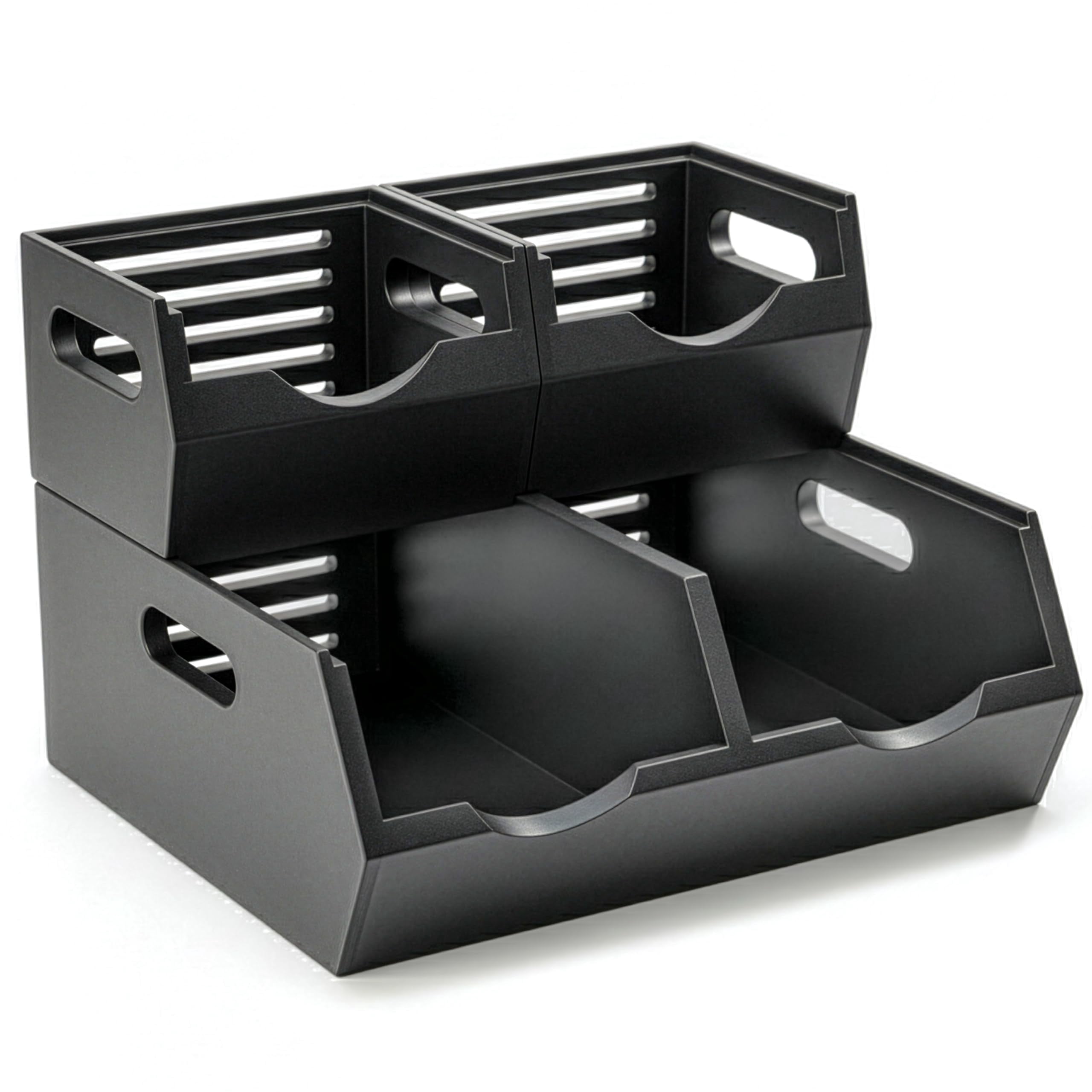 Stackable Solid Wood Storage Bins For Pantry & Countertop  Ventilated Potato And Onion Basket Organizer With Handles Wooden Produce Containers 3 Pack Black