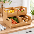 Solid Tech Countertop Stackable Solid Wood Storbfor Pantry & Countertop Ventilated Potato And ...