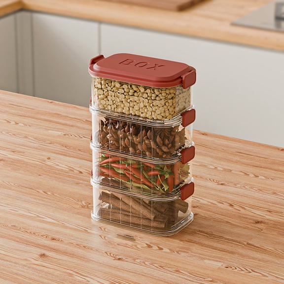 Stackable Spice Storage Box, Multi-layer Sealed Spice Organizer, Travel Spice Containers and Camping Spices Kit, With Clear Compartments for Kitchen Spices,Cereal,Condiments with Lid, 1 Pcs