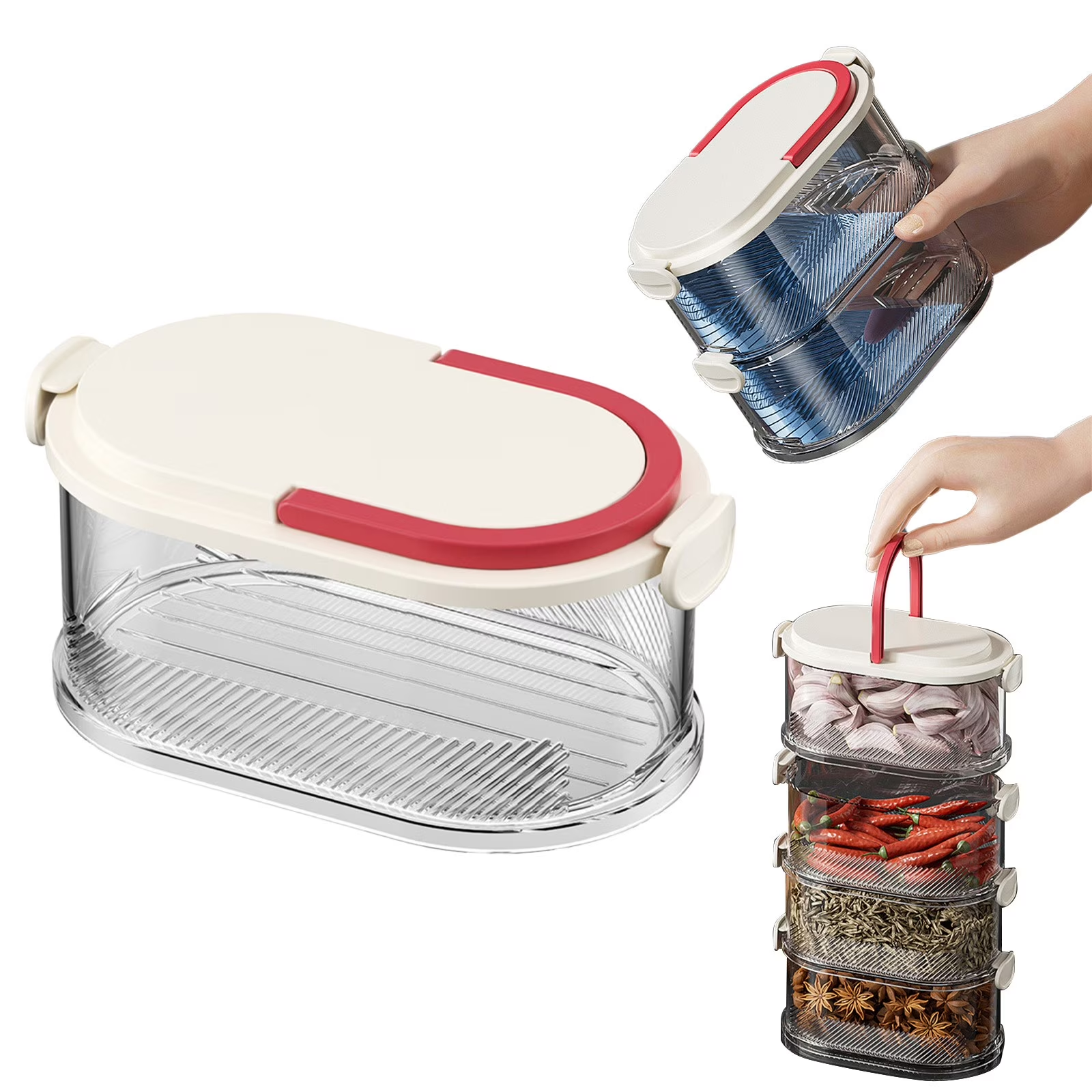 Stackable Spice Storage Box, Organizador de especias sellado multicapa ...