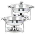 thumbnail image 1 of Stackable Stainless Steel Chafing Dishes – 5QT Round Buffet Food Warmers with Glass Lids, Insulated, Easy Clean, Fuel Holders for Catering, Parties, Commercial Use – Professional Serving Set, 2pcs, 1 of 8