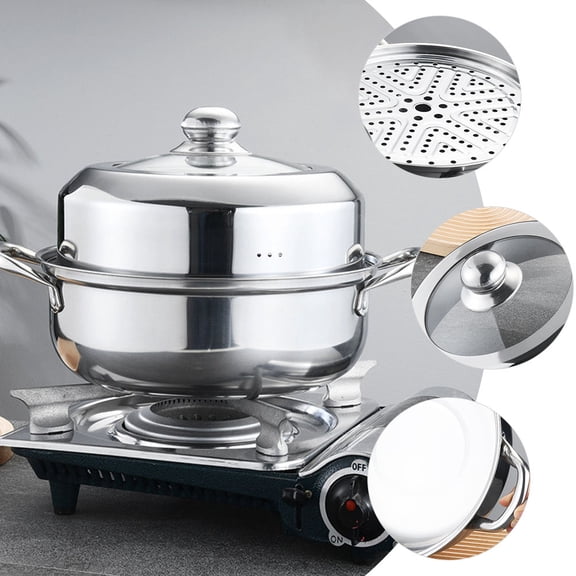 Stackable Stainless Steel Cooking Steamer Pot with Multi Layered Steam Baskets