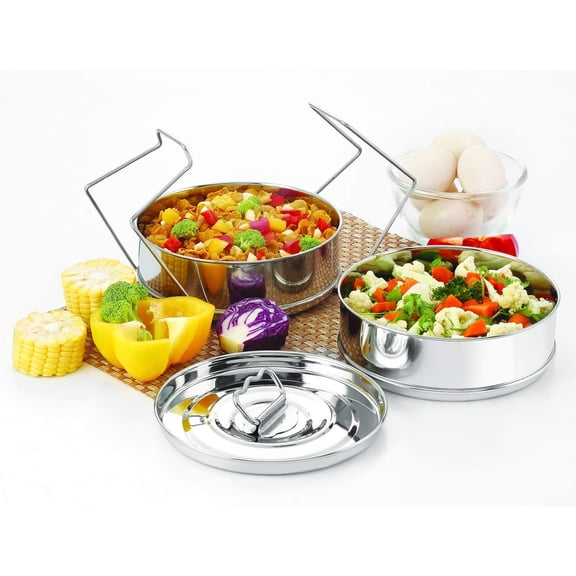 Stackable Stainless Steel Insert Pans - 3QT- Inserts for Instant Pot - Pan for Instapot - Accessories for Instant Pot 3QT and above - Pressure Cooker Steamer Accessories - 6.5" L 6.5" W 4.0" H