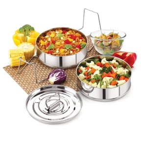 Stackable Stainless Steel Insert Pans - 3QT- Inserts for Instant Pot - Pan for Instapot - Accessories for Instant Pot- FITS 3 QT & Above - Pressure Cooker Steamer Pan