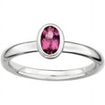 thumbnail image 1 of Stackable Sterling Silver Double Round Created Ruby Ring, 1 of 7