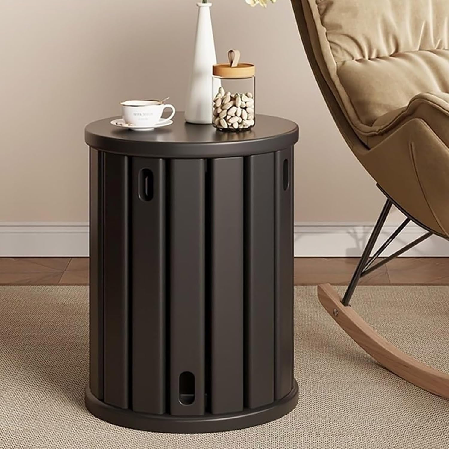 Stackable Stools Set of 4 | Round Side Table & Wooden Nesting Coffee ...