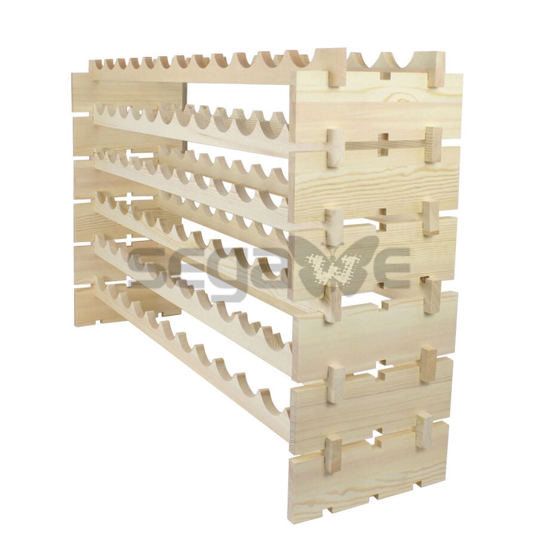 Stackable Storage 6 Tier Solid 72 Bottles Wine Rack Holder Wood Display ...
