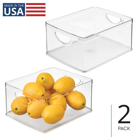 Stackable Storage Bin with Handles - Storage Bins for Kitchen and Pantry - Ideal for Cabinets or Fridge - Made in USA