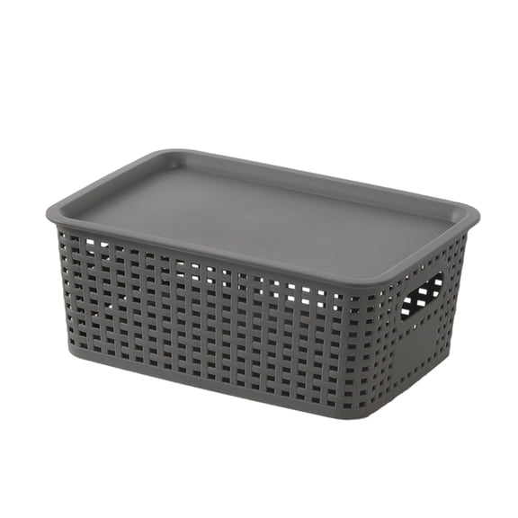 Stackable Storage Bin with Lid, Breathable Handwoven Design for Clothes & Home Organization