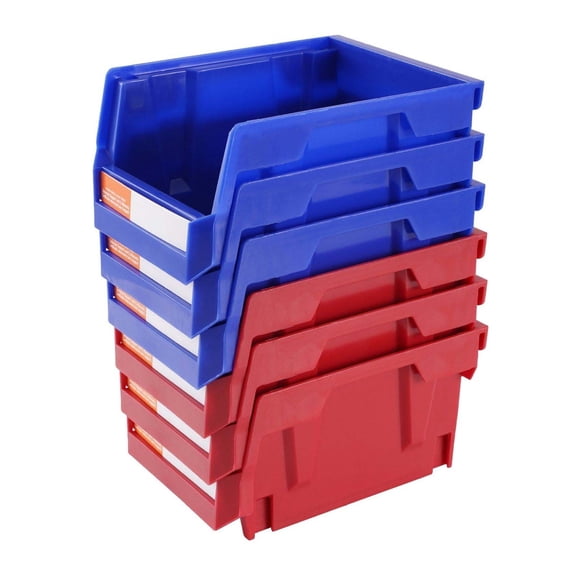 Stackable Storage Bins 24-Pack, 5x4x3 Inch - Hanging Organizer Containers for Closet, Kitchen, Office, Pantry - Heavy Duty Plastic Bins - Blue/Red
