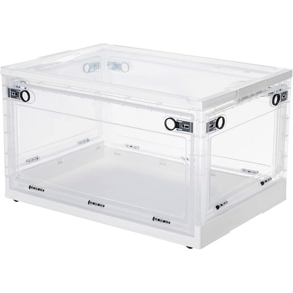 Stackable Storage Bins with Lid, 100Quarts Collapsible Storage Box Closet Organizers with Handles & Wheels, Plastic Larger Storage Bins Container for Organizing Home, Playroom