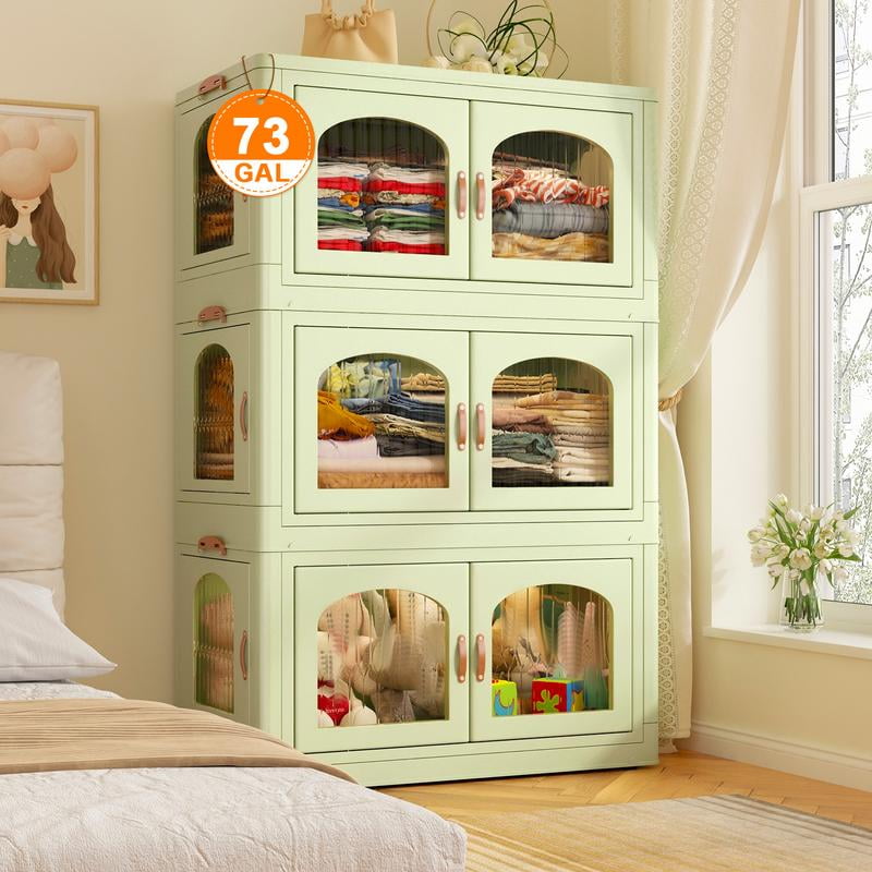 Stackable Storage Bins with Lid, Closet Organizers with Lockable Wheels ...