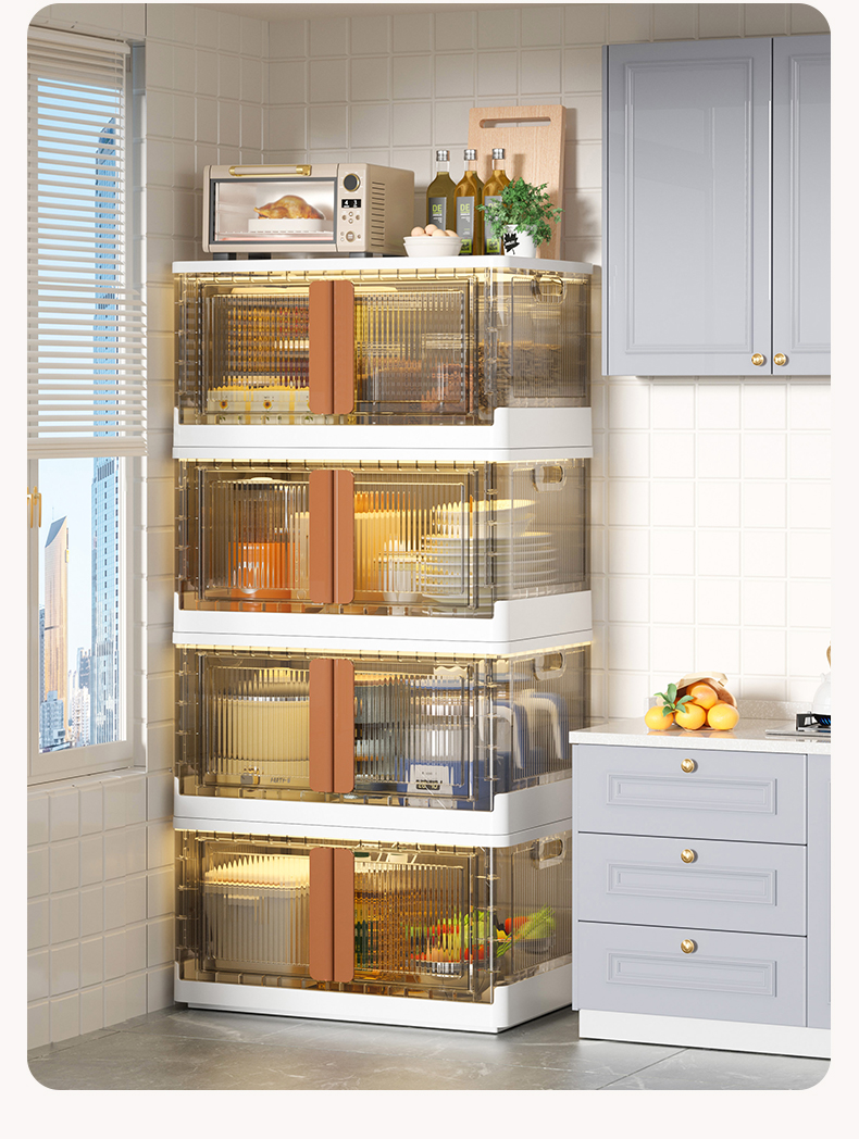 Collapsible 3Layer Storage Bins with Lids & Wheels,70 Qt Stackable Storage Bins,Folding Storage