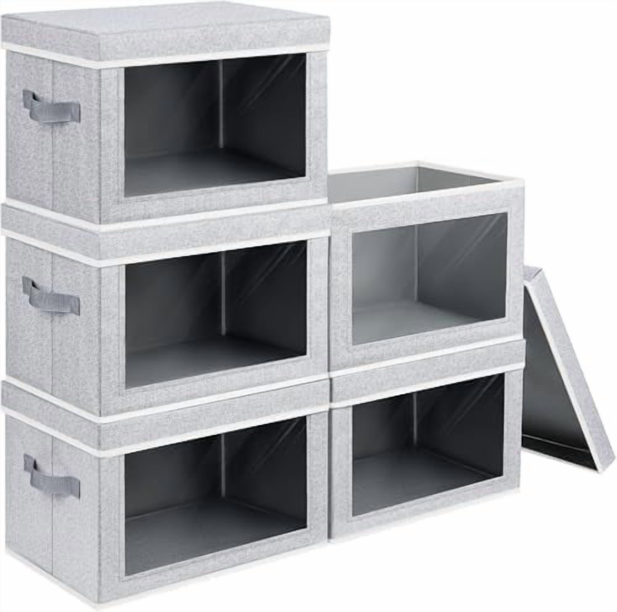 View of Stackable Storage Bins with Lids - Large Decorative Basket with Lids ...