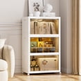 thumbnail image 1 of Collapsible Stackable 165QT Storage Bin with Lid, 3-Pack Rolling Cabinet with Doors for Closet & Home, White, 19.7"W x 12.6"D x 34"H, 1 of 7