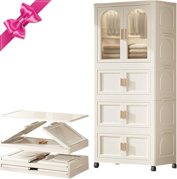 Stackable Storage Bins，Plastic Cabinet,Closet Organizer with Magnetic ...