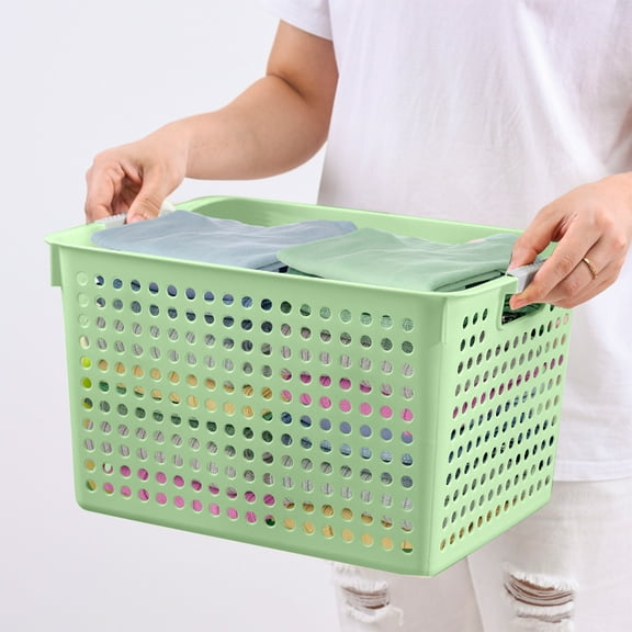 Stackable Storage Bins White Light Blue Green Pink Plastic Bins Colorful Stack Organization Laundry Room Storage Home Utility Basket