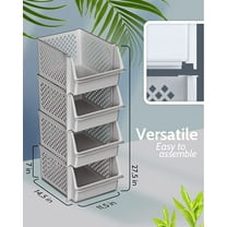 Stackable Storage Bins for Pantry, Kitchen, and Bathroom - 4 Pack Light