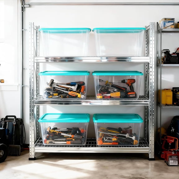 Stackable Storage Bins with Lids - 14.5-Gallon  Plastic Totes for Home Organization