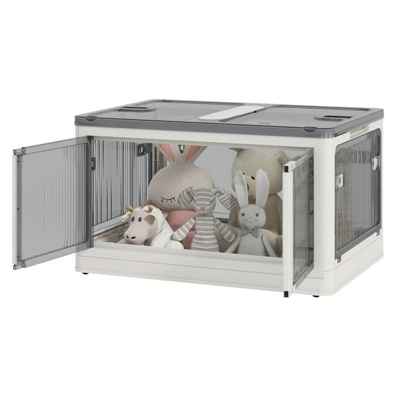 Stackable Storage Bins with Lids, Wheels, and Collapsible, White