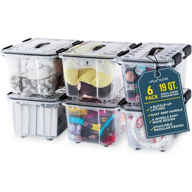 Free Shipping! Stackable Storage Boxes - Clear Plastic, Black Seal ...