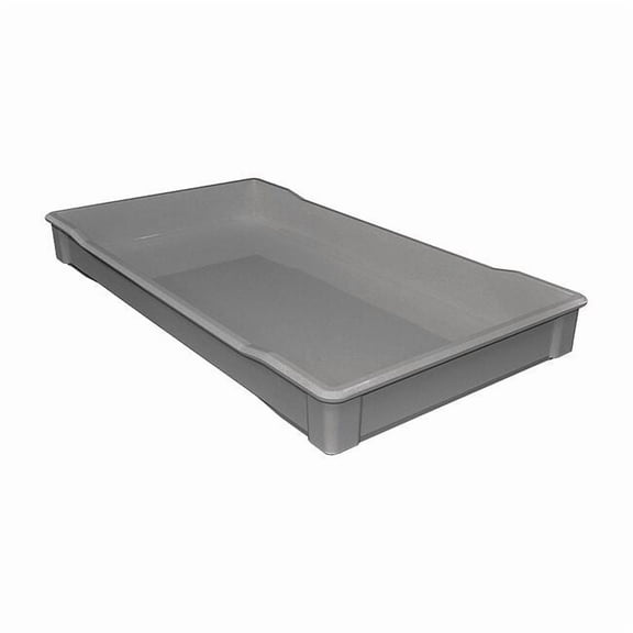 Stackable Storage Container, 9.3 gal, 35-3/4 in L x 19-3/4 in W x 3-3/4 in H, Gray