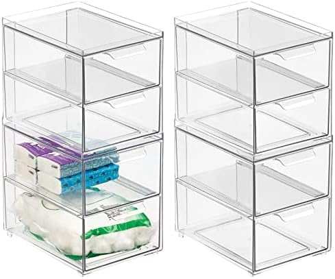 Stackable Storage Containers Box with 2 Pull-Out Drawers - Stacking ...