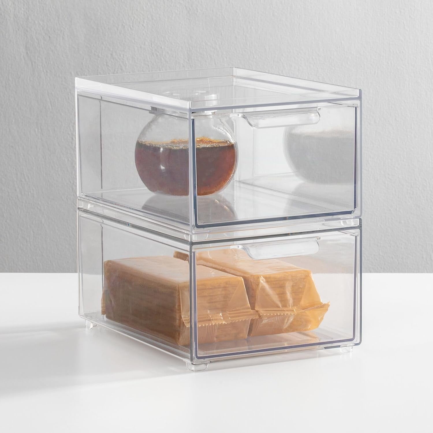 Stackable Storage Containers Box with Pull-Out Drawer - Stacking ...