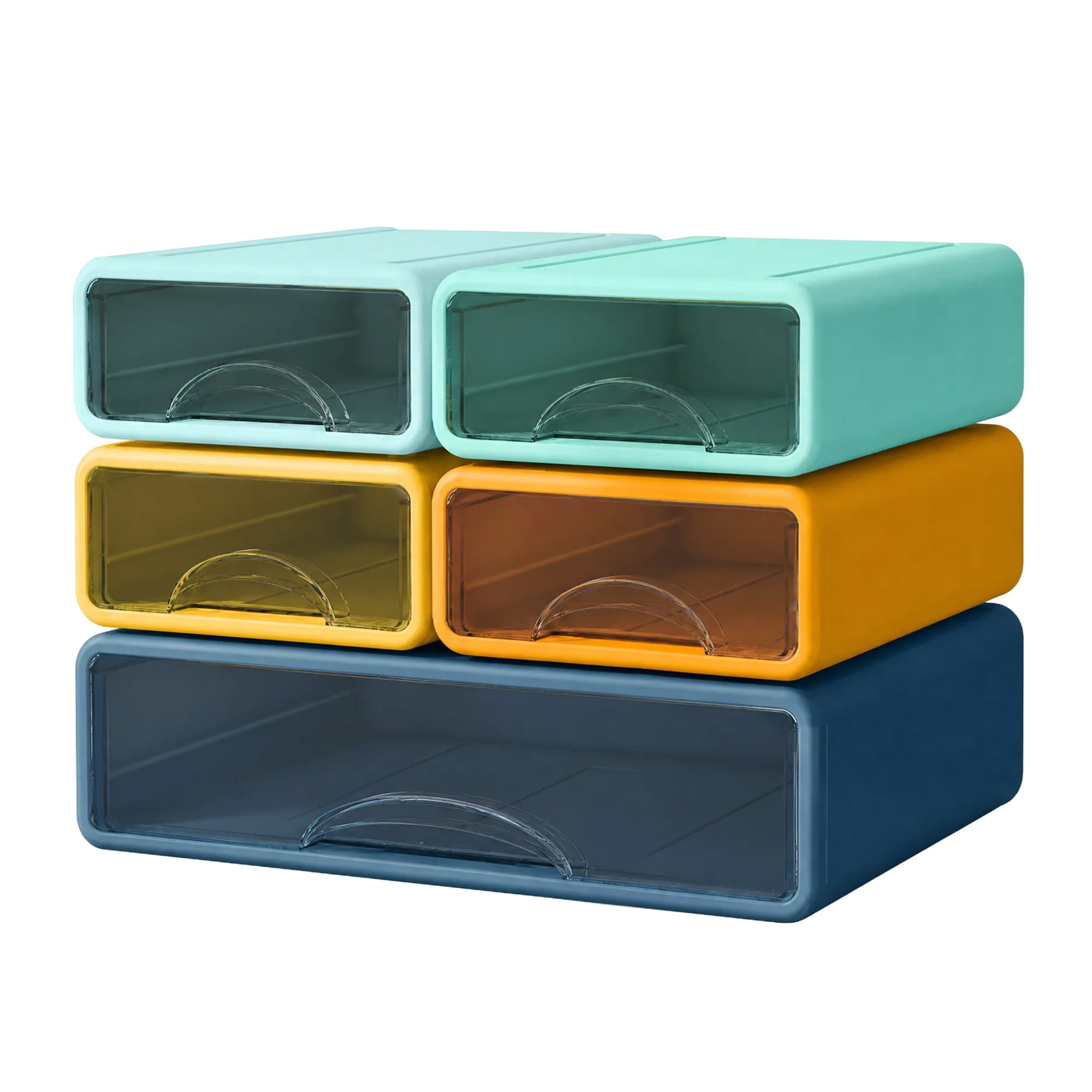 Storage Drawerws Stackable Storage Drawer with Dividers, Transparent PP Material Desktop ...