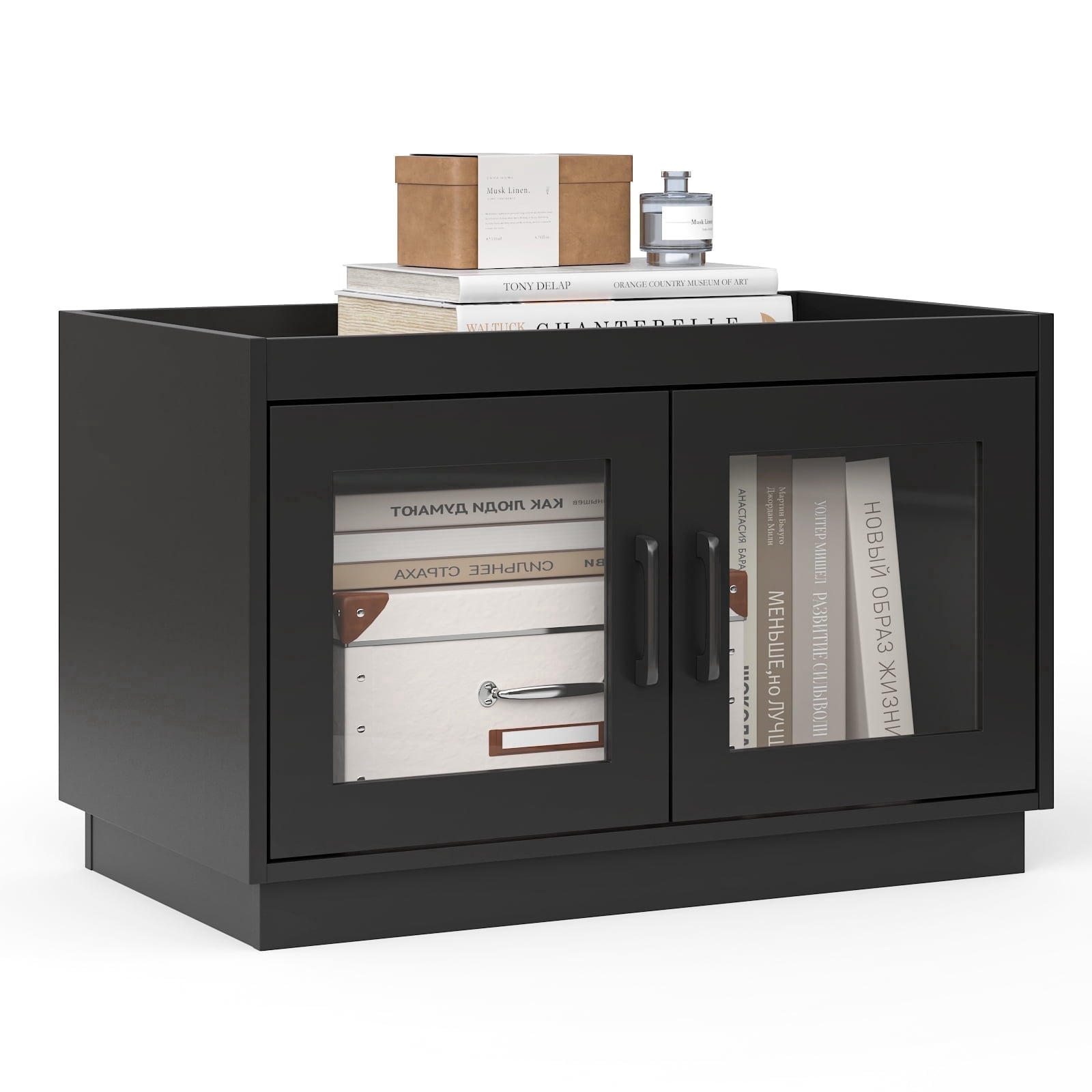 Stackable Storage Drawers, 28" Wide Storage Bins with 2 Doors for Closet Organizers, Wood Stackable Closet Organizer Modern Large Stackable Units for Living Room Hallway Bedroom, Black