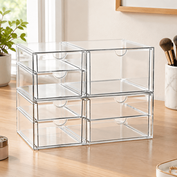 Stackable Storage Drawers, Acrylic Organizers, 7 Drawers