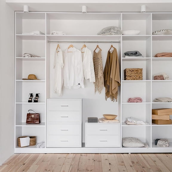 Stackable Storage Drawers Closet Organizers and Storage Bins Fabric White 2 Drawer Dresser for Bedroom Office Modern