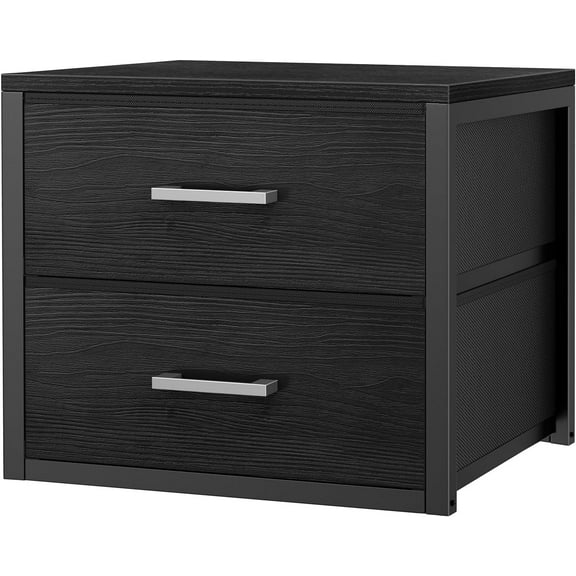 Stackable Storage Drawers Closet Organizers and Storage Fabric Black 2 Drawer Dresser for Bedroom Modern