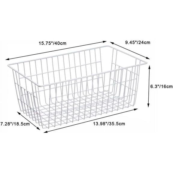 Farmhouse Metal Wire Storage Baskets - Rust Resistant Freezer Organizer Bins for Kitchen Pantry, Bathroom & Closet